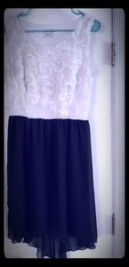 White and black dress. Size 12. Light high low.